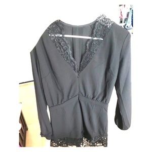Long sleeve black laced romper